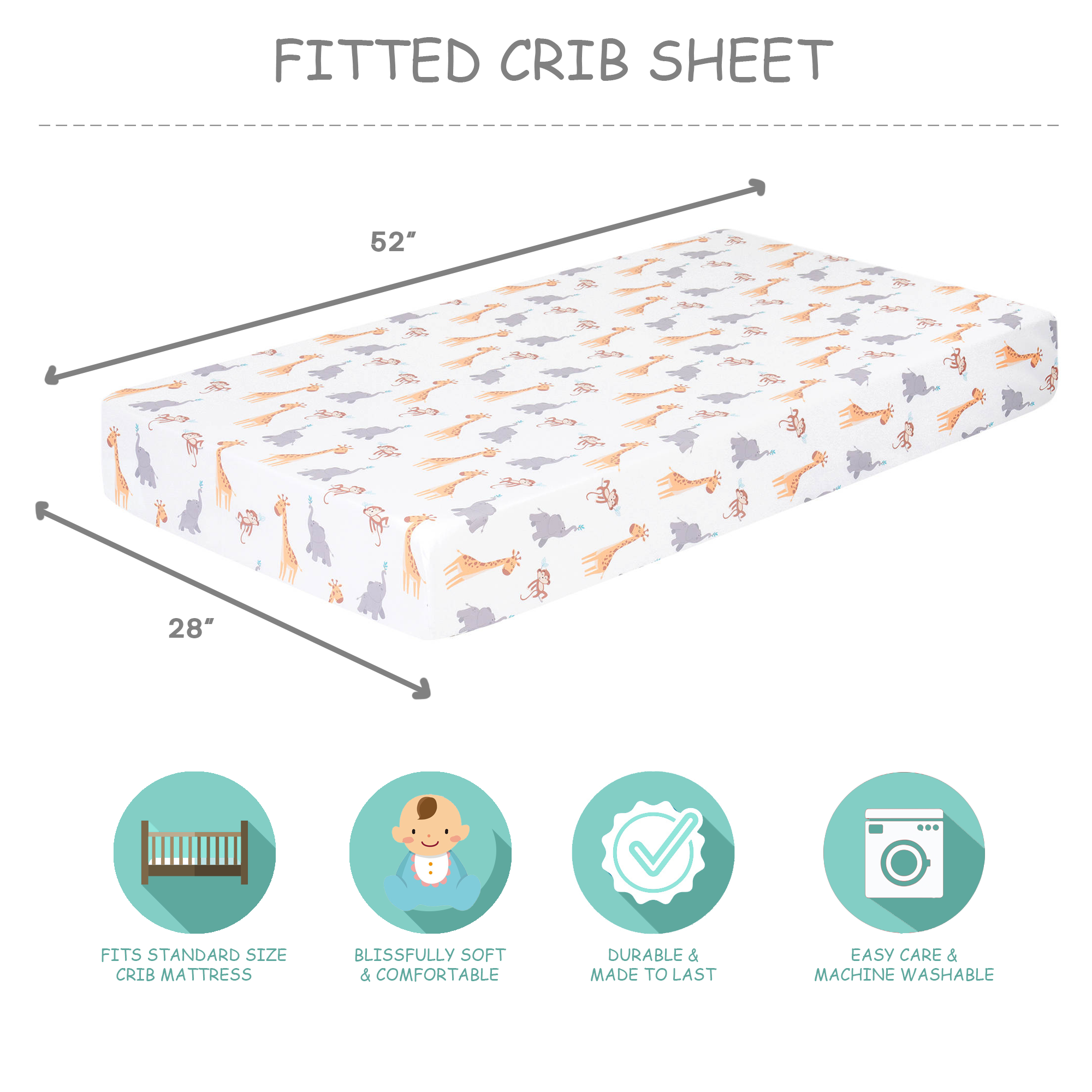 Jungle Friends 3-Piece Crib Bedding Set